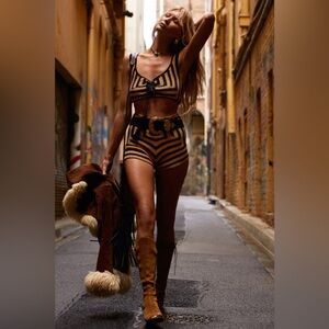 Chasing Unicorns Black and Tan Striped Top